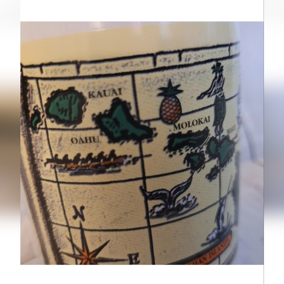 Map Of The Hawaiian Islands: Mug. 1996. Island Heritage. Maui Kauai Oahu Molokai - Picture 10 of 16
